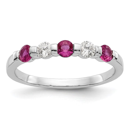 14k White Gold Real Diamond w/Ruby Band