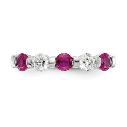 14k White Gold Real Diamond w/Ruby Band