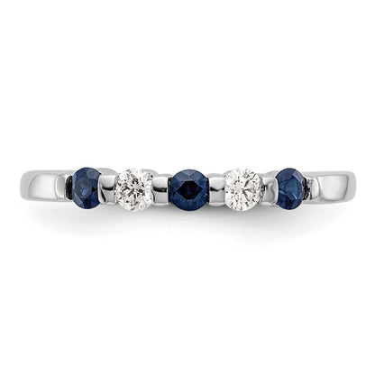 14k White Gold 2.25mm Sapphire AA Real Diamond Anniversary Band