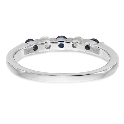 14k White Gold 2.25mm Sapphire AA Real Diamond Anniversary Band