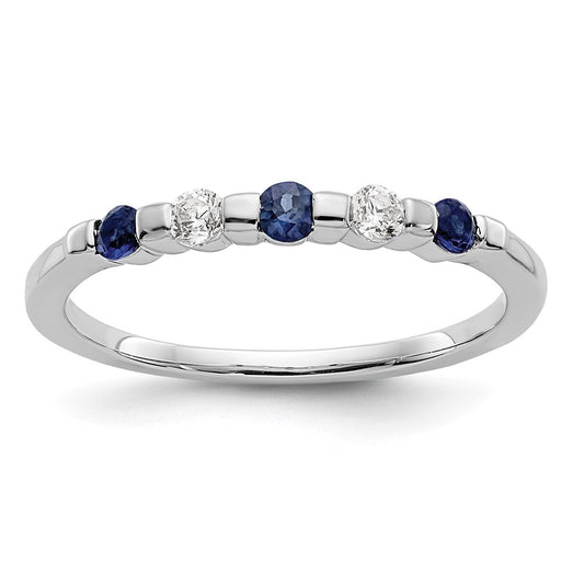 14k White Gold Real Diamond w/Sapphire Band