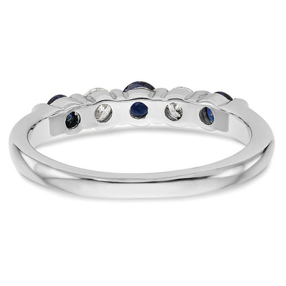 14k White Gold 2.9mm Sapphire AA Real Diamond Anniversary Band