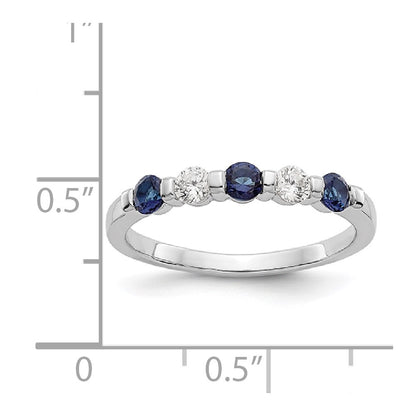 14k White Gold Real Diamond w/Sapphire Band