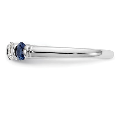 14k White Gold Real Diamond w/Sapphire Band