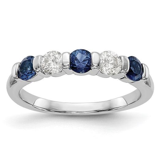 14k White Gold Real Diamond w/Sapphire Band