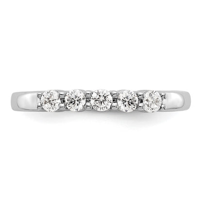 14k White Gold 5-Stone Shared Prong 1/3 carat Complete Round Diamond Band