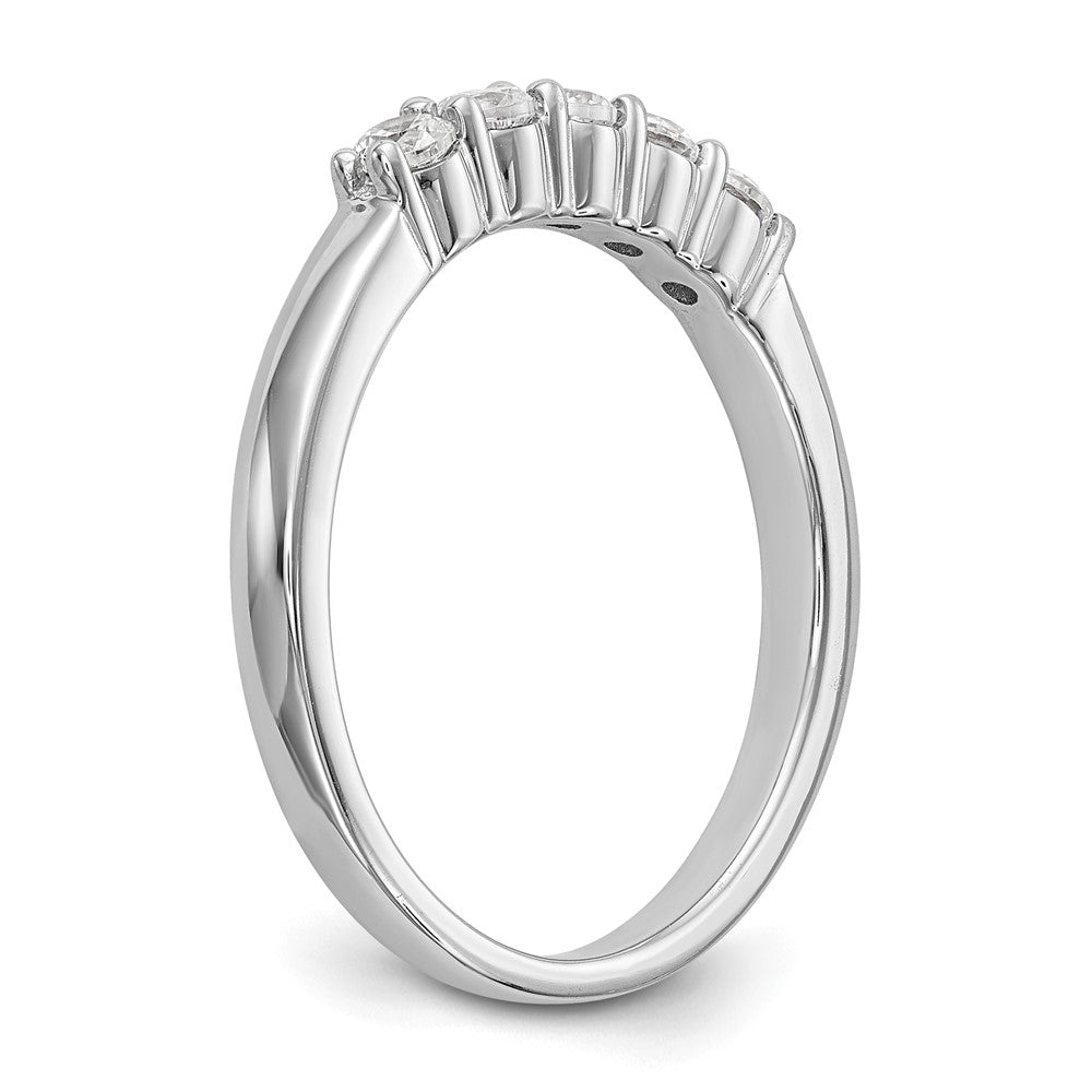 14k White Gold 5-Stone Shared Prong 1/3 carat Complete Round Diamond Band