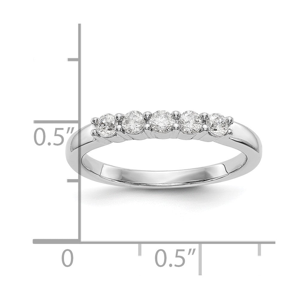 0.30ct. CZ Solid Real 14K White Gold 5-Stone Wedding Band Ring