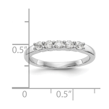 0.30ct. CZ Solid Real 14K White Gold 5-Stone Wedding Band Ring