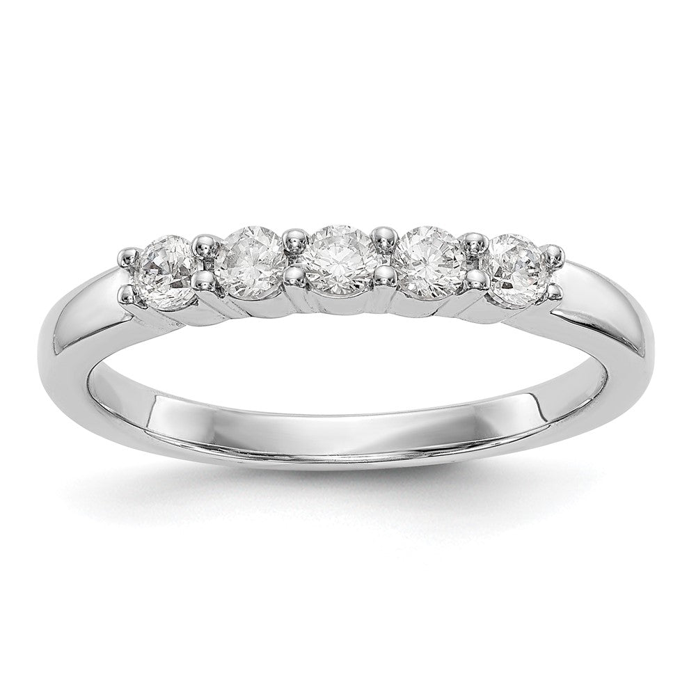 0.30ct. CZ Solid Real 14K White Gold 5-Stone Wedding Band Ring