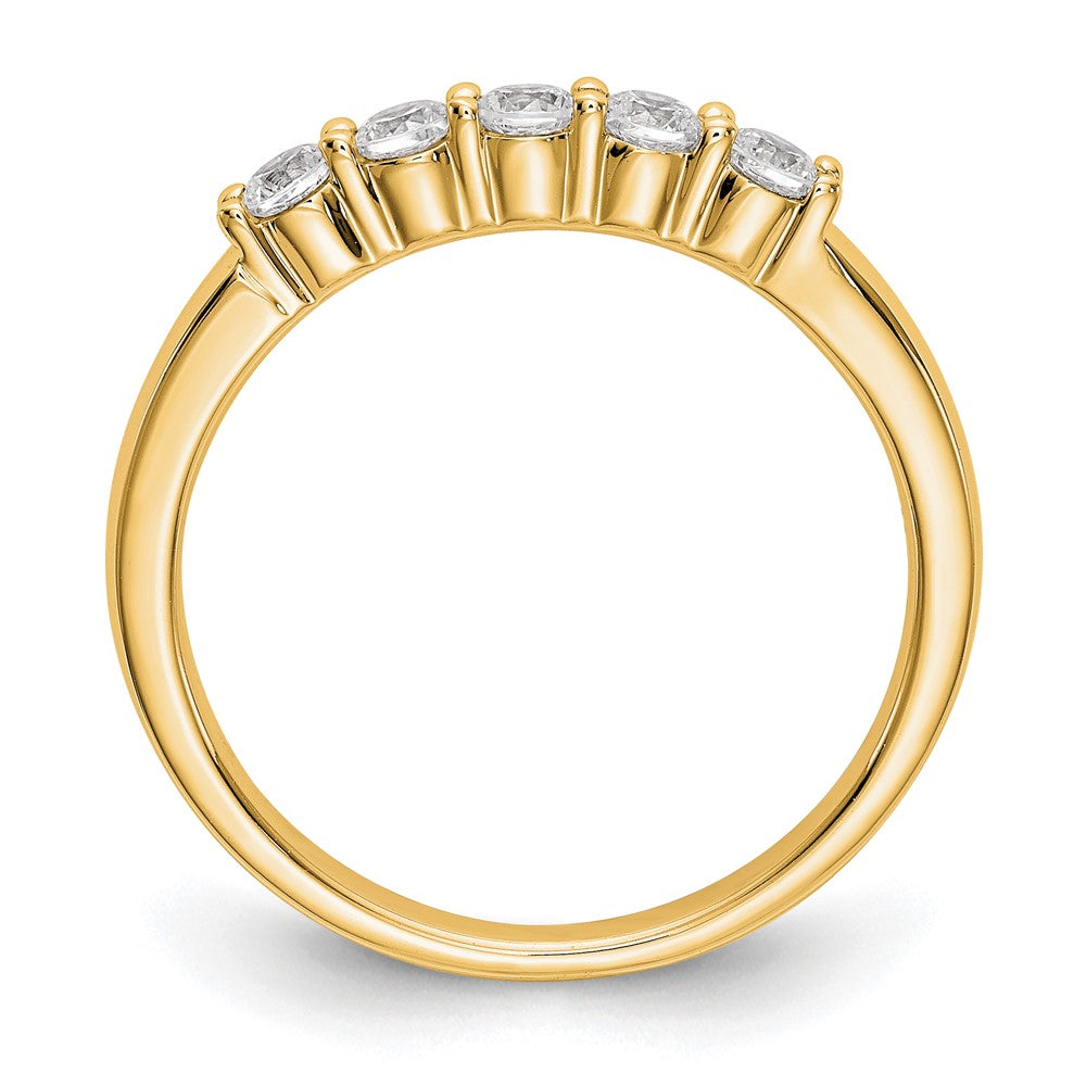 0.30ct. CZ Solid Real 14K Yellow Gold 5-Stone Wedding Band Ring