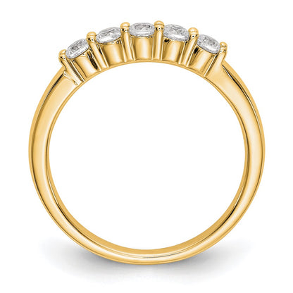 0.30ct. CZ Solid Real 14K Yellow Gold 5-Stone Wedding Band Ring