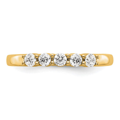0.30ct. CZ Solid Real 14K Yellow Gold 5-Stone Wedding Band Ring