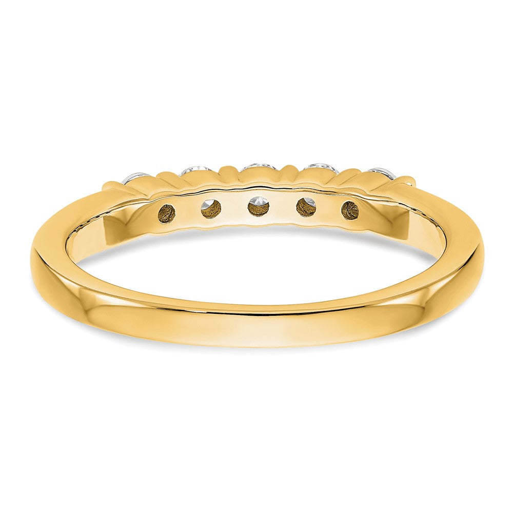 0.30ct. CZ Solid Real 14K Yellow Gold 5-Stone Wedding Band Ring