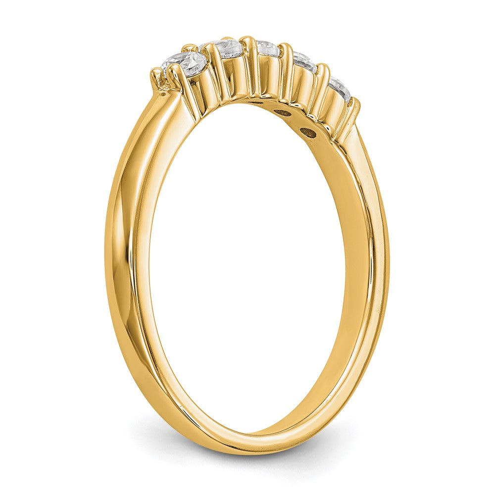 0.30ct. CZ Solid Real 14K Yellow Gold 5-Stone Wedding Band Ring