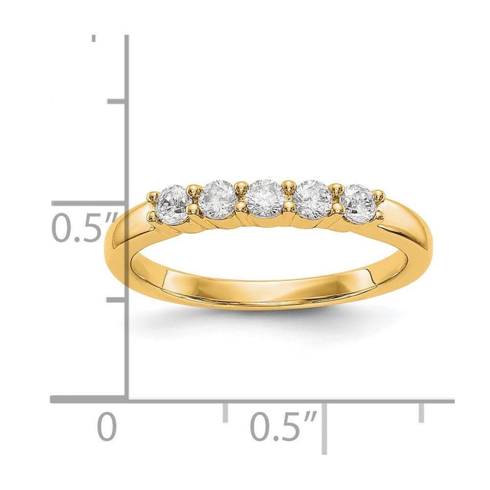 0.30ct. CZ Solid Real 14K Yellow Gold 5-Stone Wedding Band Ring