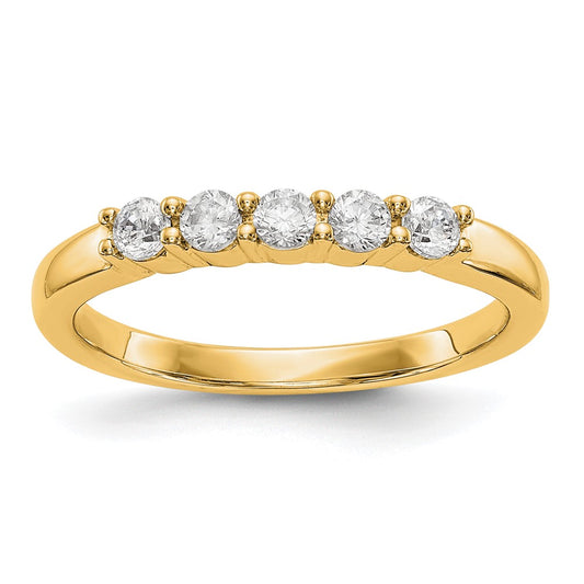 0.30ct. CZ Solid Real 14K Yellow Gold 5-Stone Wedding Band Ring