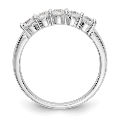 14k White Gold 5-Stone Shared Prong 1/2 carat Complete Round Diamond Band