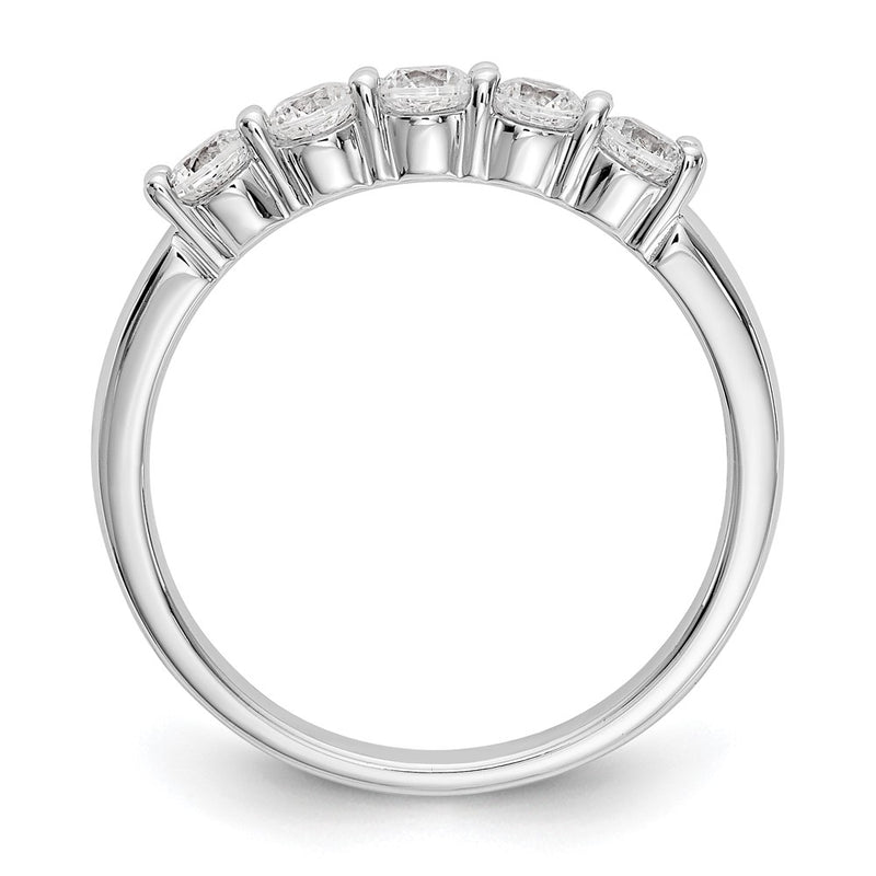 14k White Gold 5-Stone Shared Prong 1/2 carat Complete Round Diamond Band