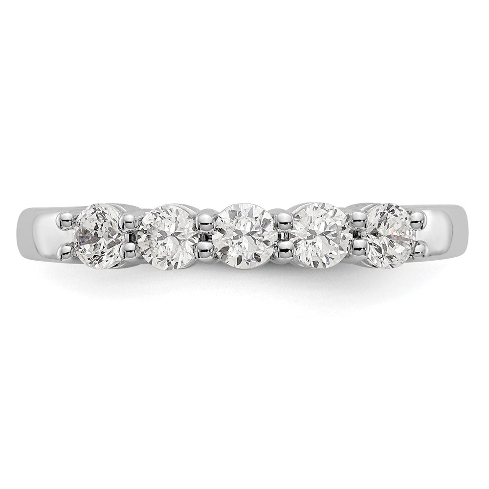 14K White Gold 5-Stone Real Diamond Band