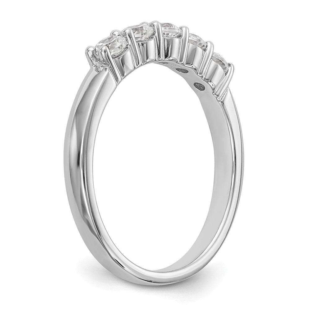 14k White Gold 5-Stone Shared Prong 1/2 carat Complete Round Diamond Band