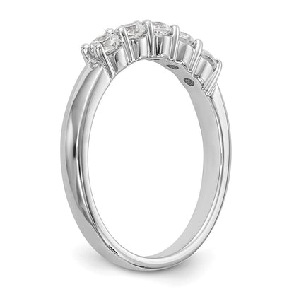14k White Gold 5-Stone Shared Prong 1/2 carat Complete Round Diamond Band