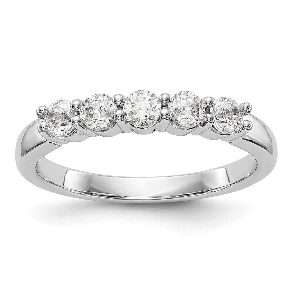 14K White Gold 5-Stone Real Diamond Band