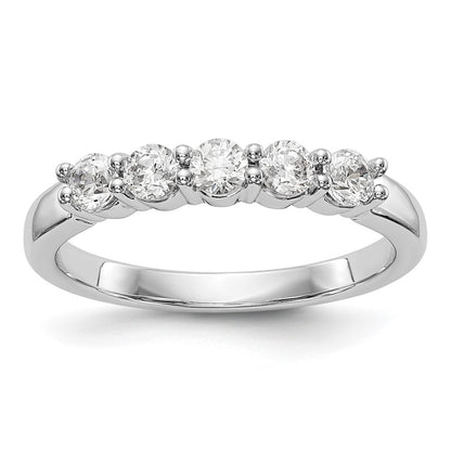 14K White Gold 5-Stone Real Diamond Band