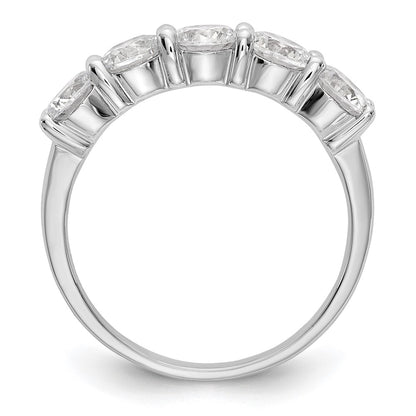 14K White Gold 5-Stone Real Diamond Band