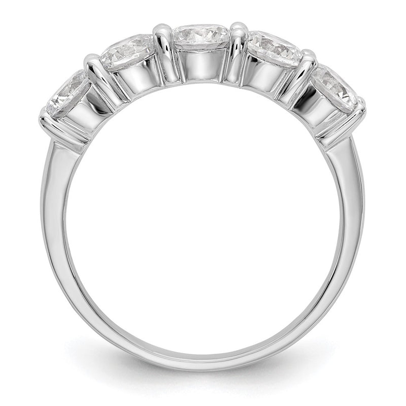 14K White Gold 5-Stone Real Diamond Band