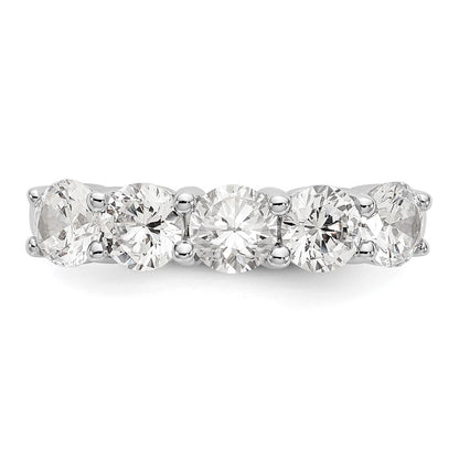 14K White Gold 5-Stone Real Diamond Band