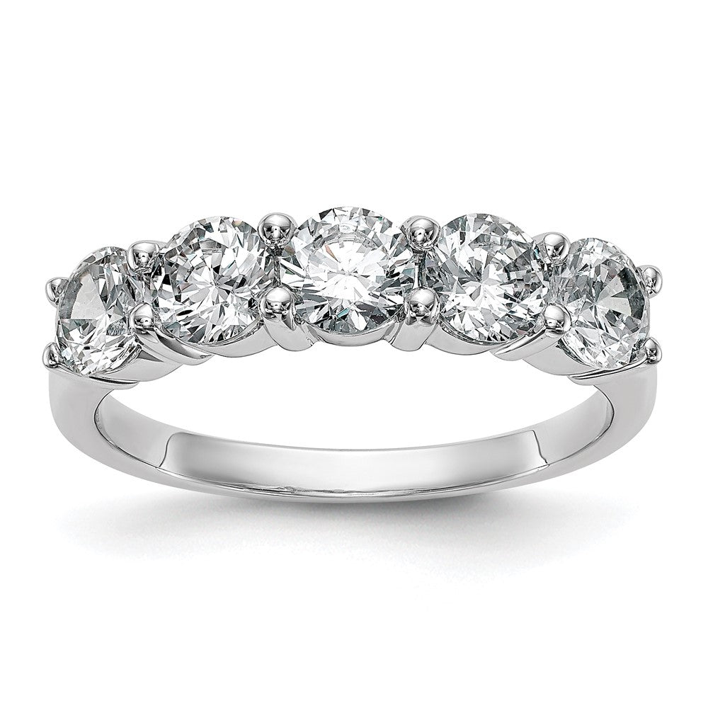 14K White Gold 5-Stone Real Diamond Band