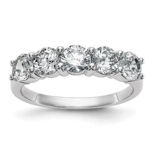 14K White Gold 5-Stone Real Diamond Band