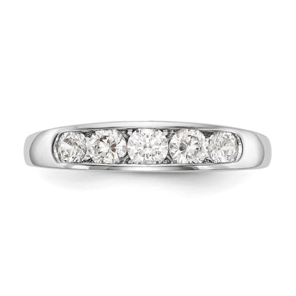 14K White Gold 5-Stone Real Diamond Channel Band