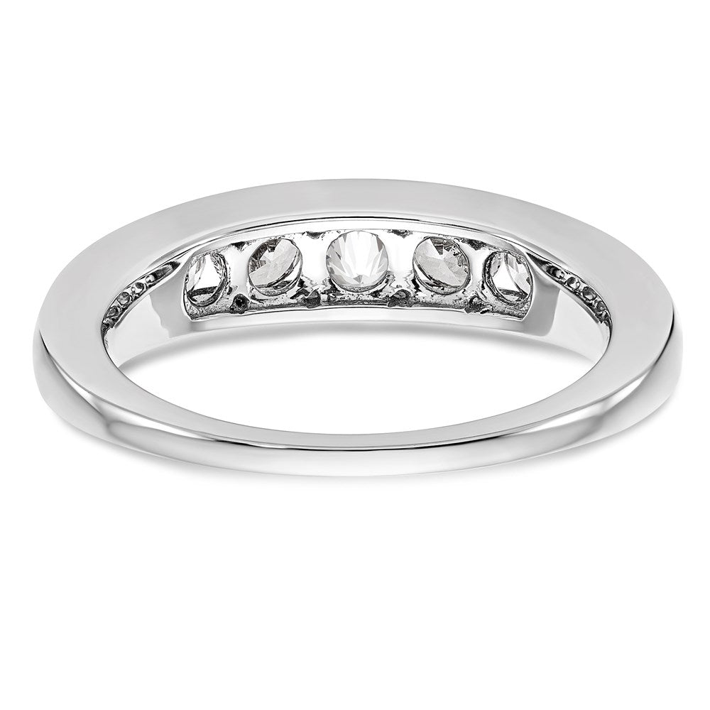 14K White Gold 5-Stone Real Diamond Channel Band