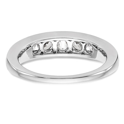 14K White Gold 5-Stone Real Diamond Channel Band