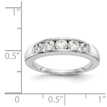 14K White Gold 5-Stone Real Diamond Channel Band