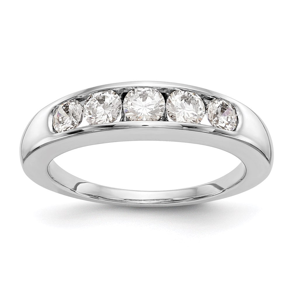 14K White Gold 5-Stone Real Diamond Channel Band