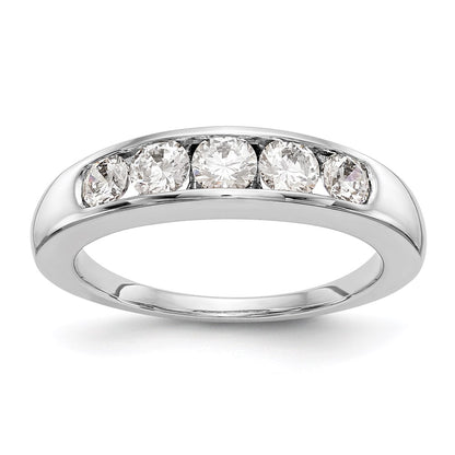14K White Gold 5-Stone Real Diamond Channel Band