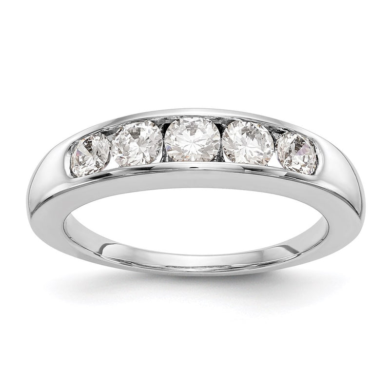 14K White Gold 5-Stone Real Diamond Channel Band