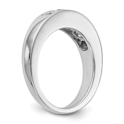 1.00ct. CZ Solid Real 14K White Gold 5-Stone Channel Wedding Band Ring