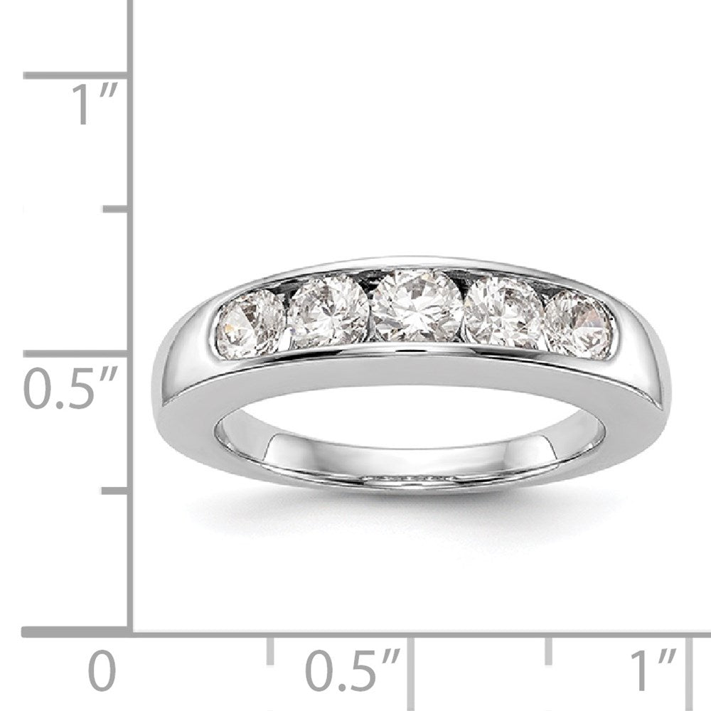 1.00ct. CZ Solid Real 14K White Gold 5-Stone Channel Wedding Band Ring
