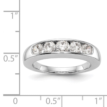 1.00ct. CZ Solid Real 14K White Gold 5-Stone Channel Wedding Band Ring