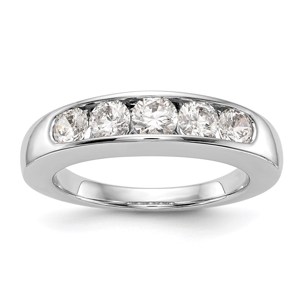 1.00ct. CZ Solid Real 14K White Gold 5-Stone Channel Wedding Band Ring