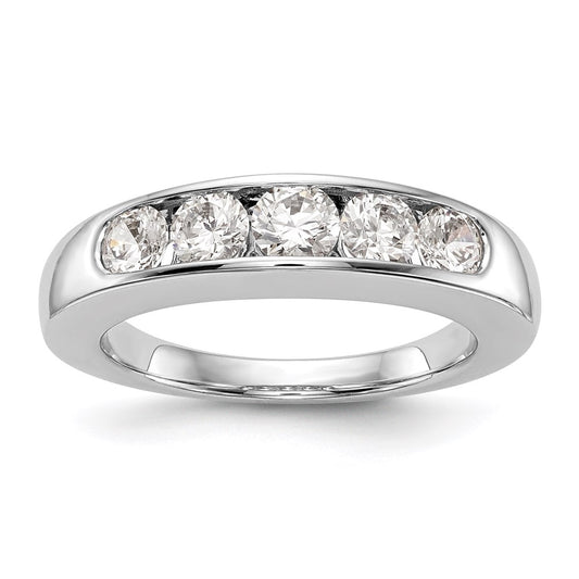 1.00ct. CZ Solid Real 14K White Gold 5-Stone Channel Wedding Band Ring