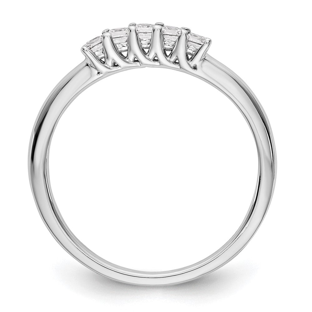 0.25ct. CZ Solid Real 14K White Gold 5-Stone Wedding Band Ring