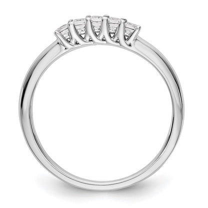 0.25ct. CZ Solid Real 14K White Gold 5-Stone Wedding Band Ring