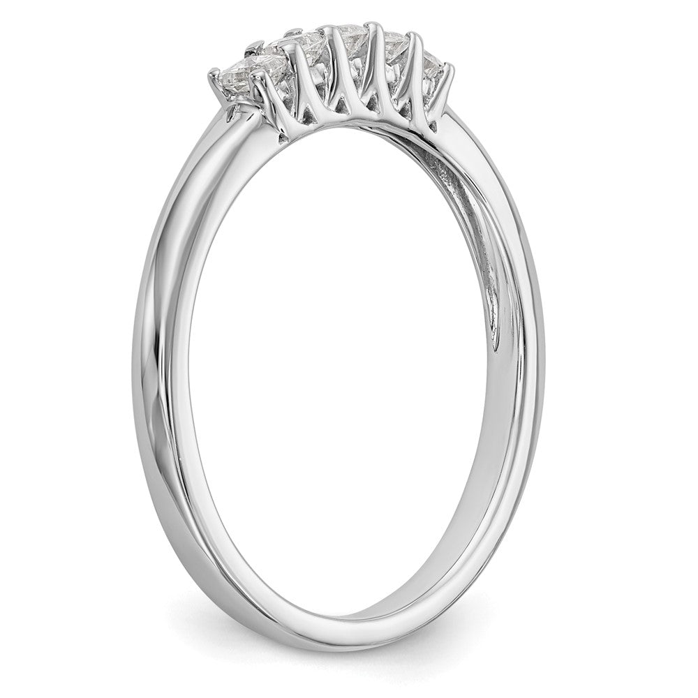 0.25ct. CZ Solid Real 14K White Gold 5-Stone Wedding Band Ring