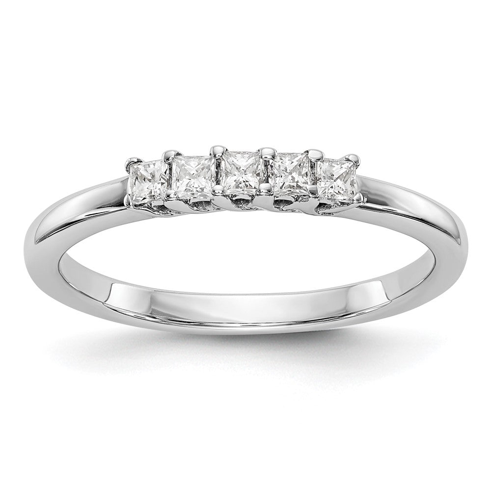 0.25ct. CZ Solid Real 14K White Gold 5-Stone Wedding Band Ring