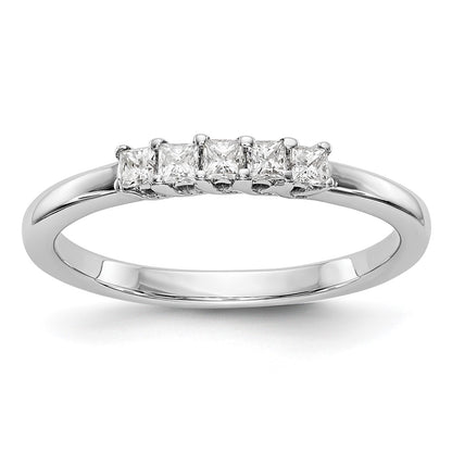 14K White Gold 5-Stone Real Diamond Band